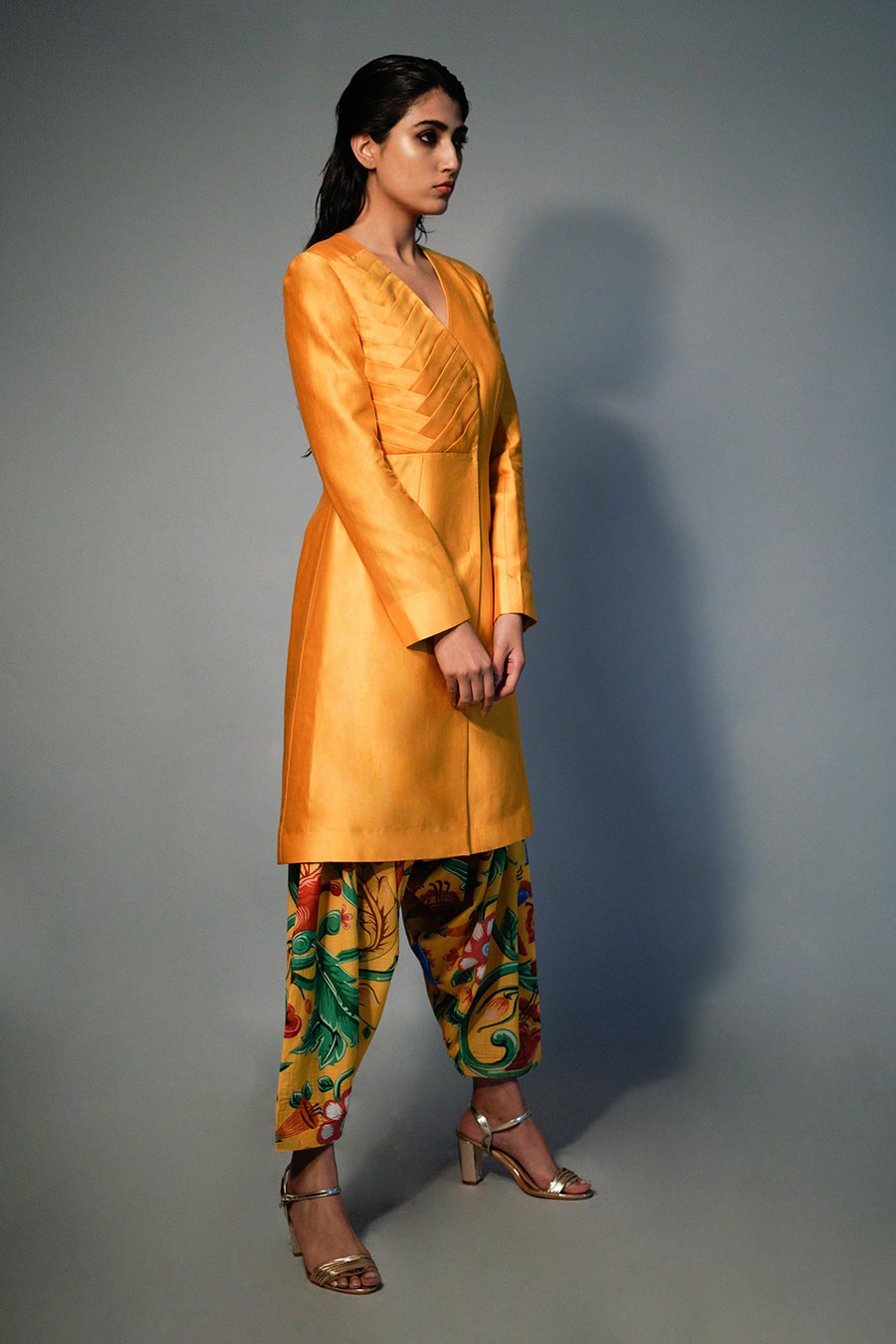 Yellow Chanderi Kurta Set