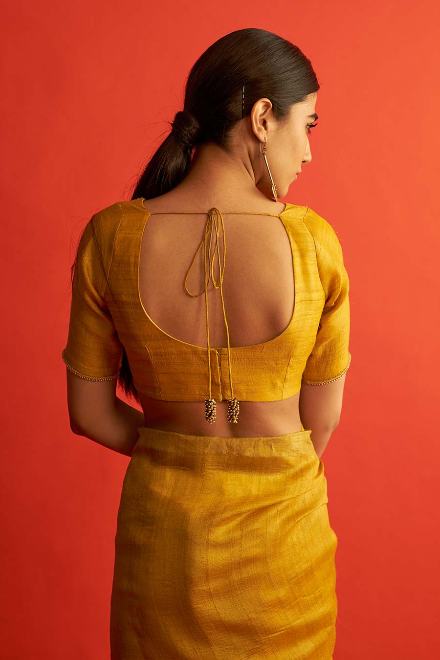 Mustard Yellow Tusser Silk Saree