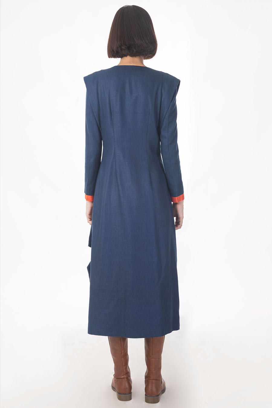 Blue Panneled Coat Dress