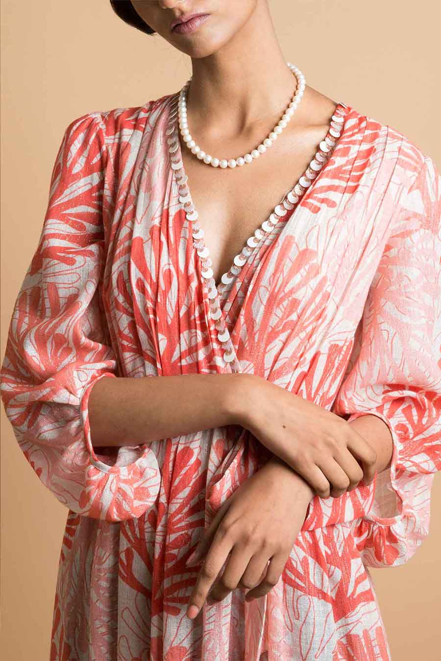Coral Print Maxi Dress