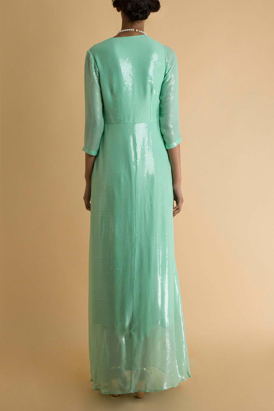 Mint Long Sequin Gown Dress