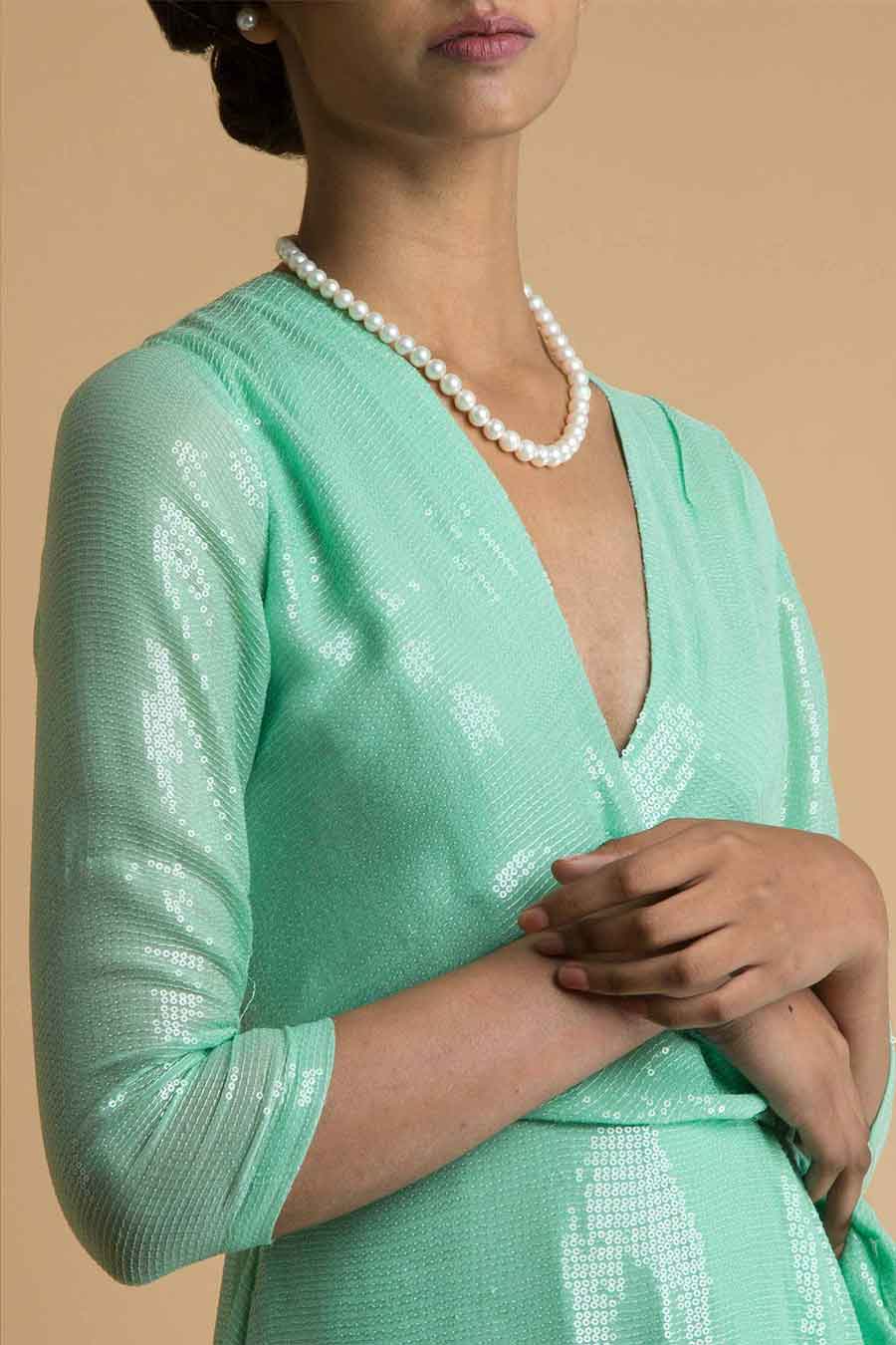 Mint Long Sequin Gown Dress