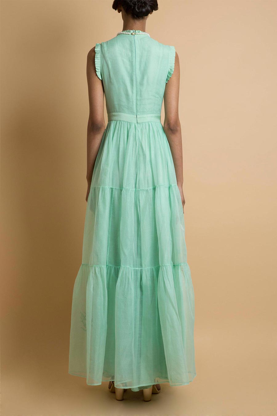 Mint Embroidered Gown Dress