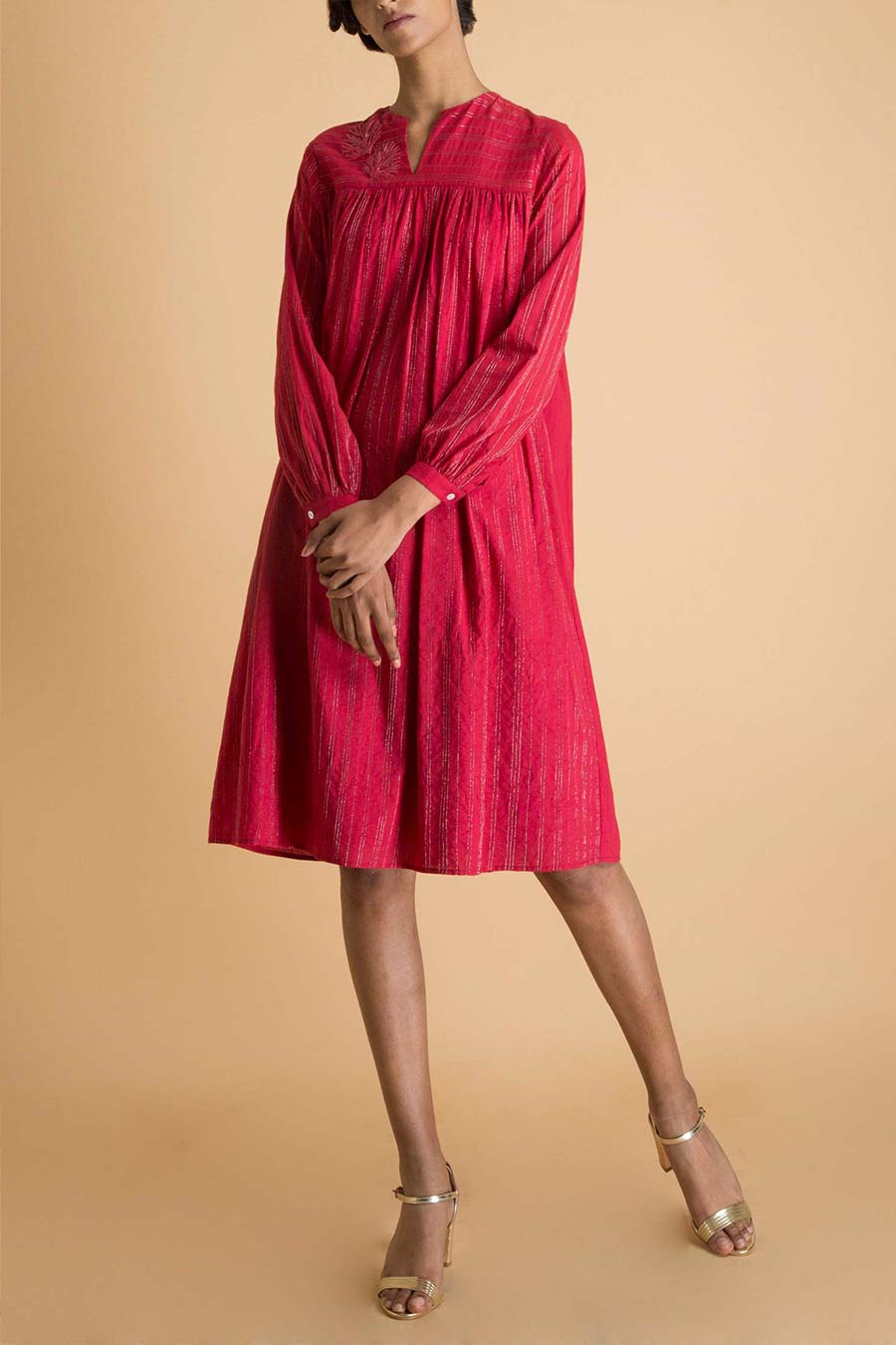 Red Silver Stripe Dress