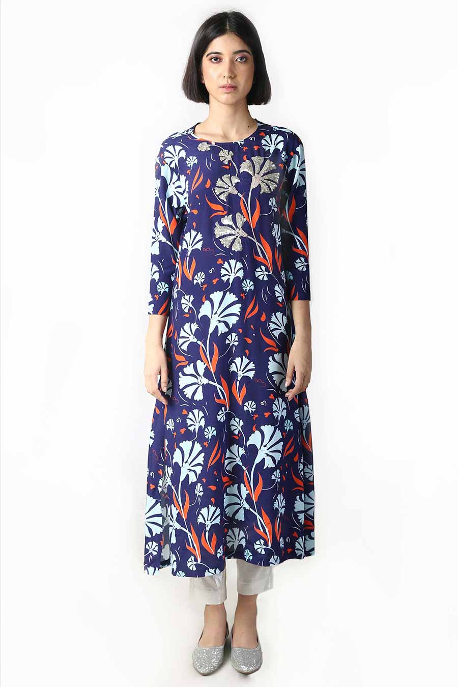 Ink Blue Printed Kurta