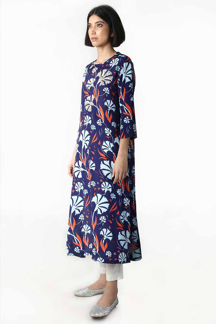 Ink Blue Printed Kurta