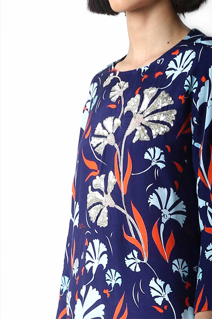 Ink Blue Printed Kurta