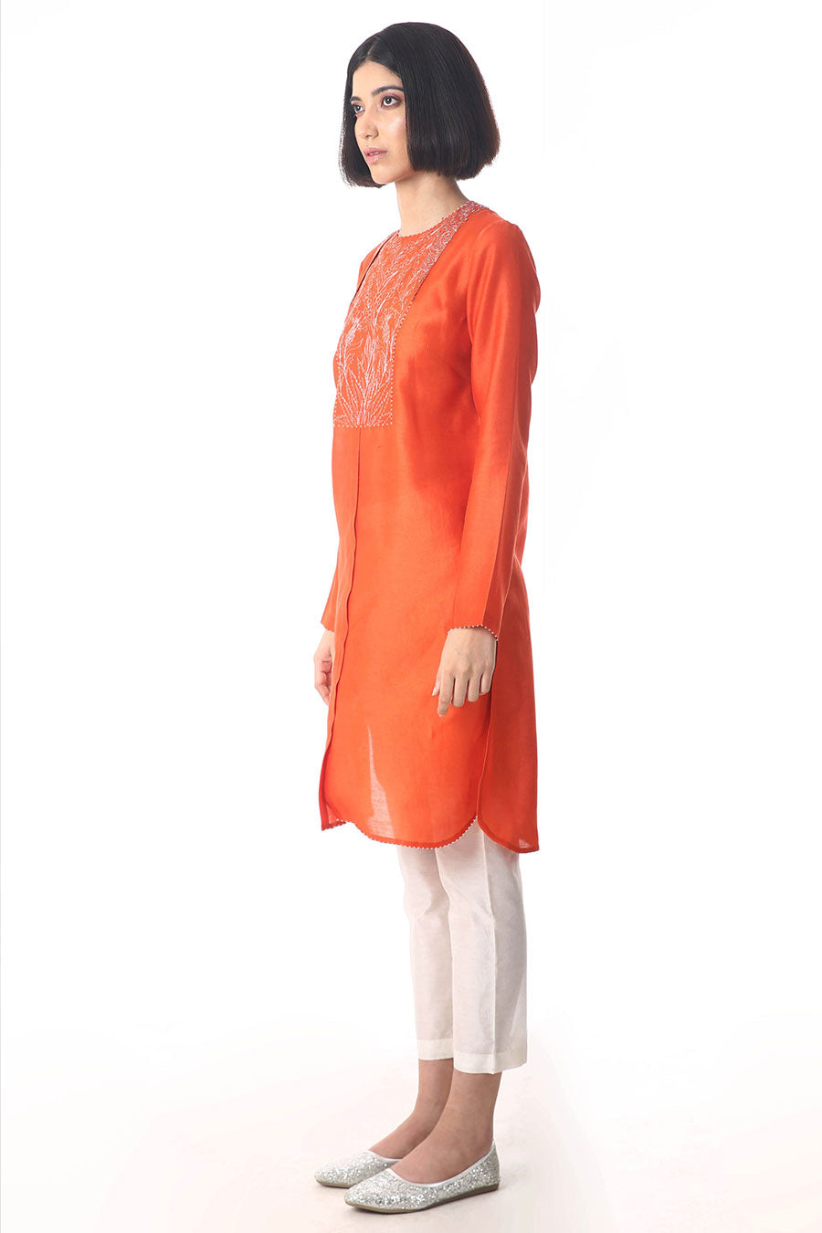 Scarlet Chanderi Tunic