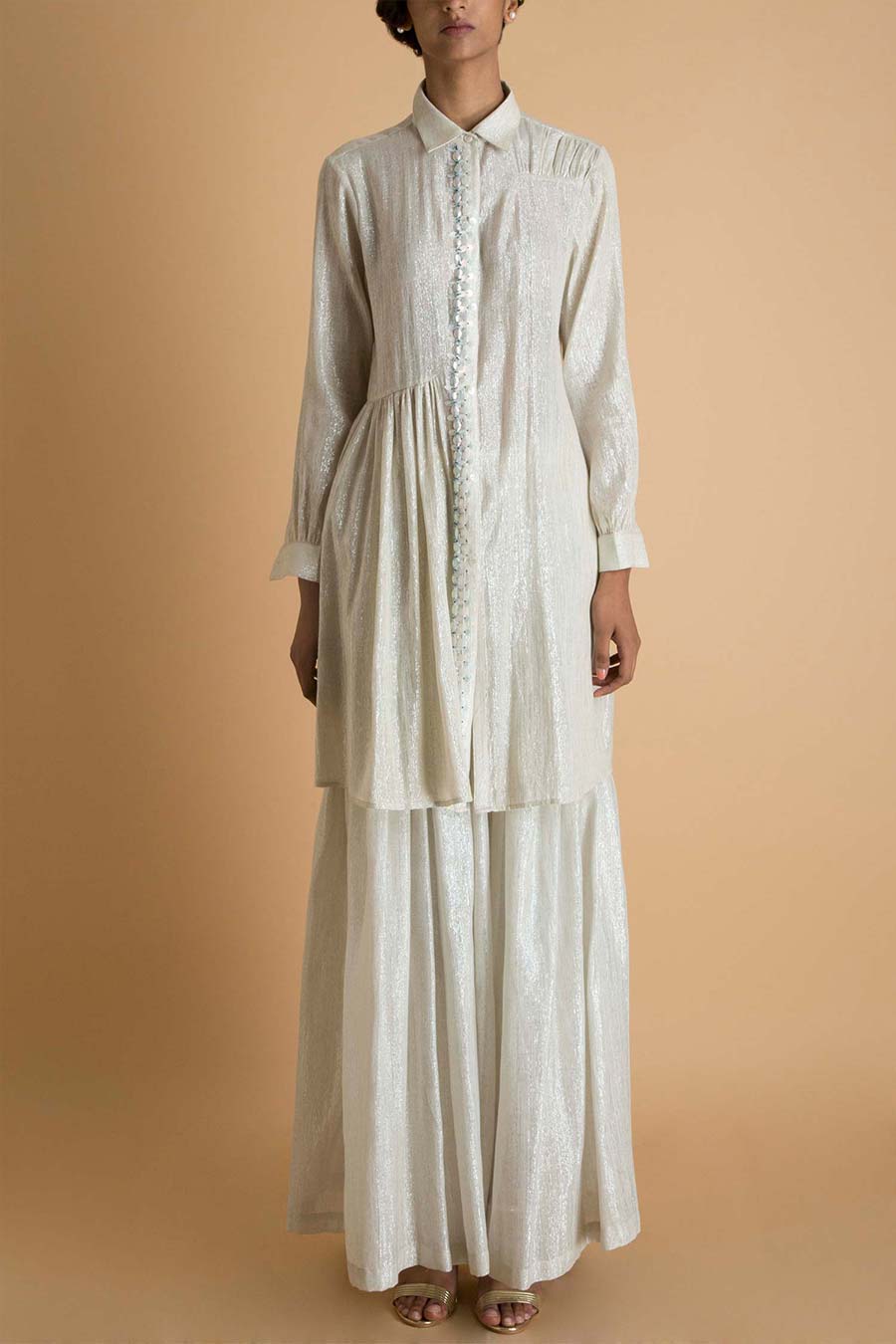 Ivory Silver Cotton Tunic