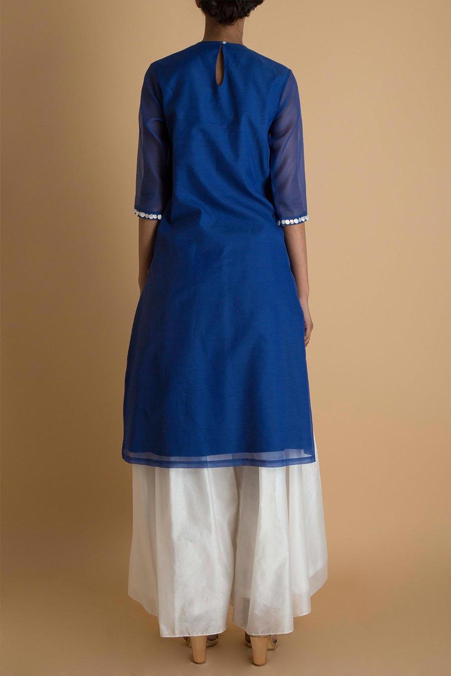 Navy Blue Hand Embroidred A-Line Tunic Kurta