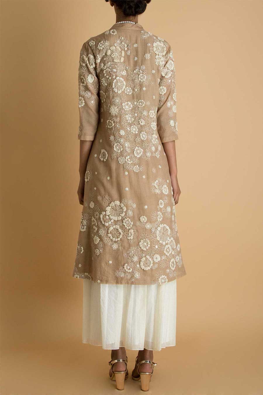 Beige Embroidered Kurta Set