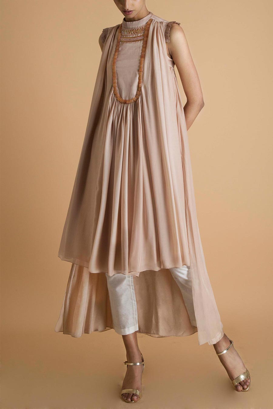 Beige Chiffon Tunic