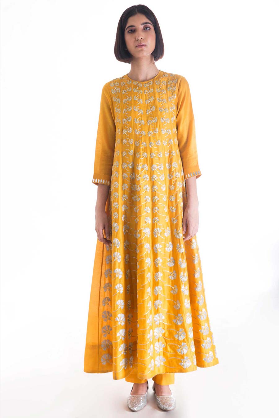 Yellow Embroidered Anarkali Set