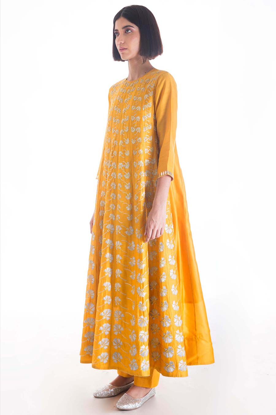 Yellow Embroidered Anarkali Set