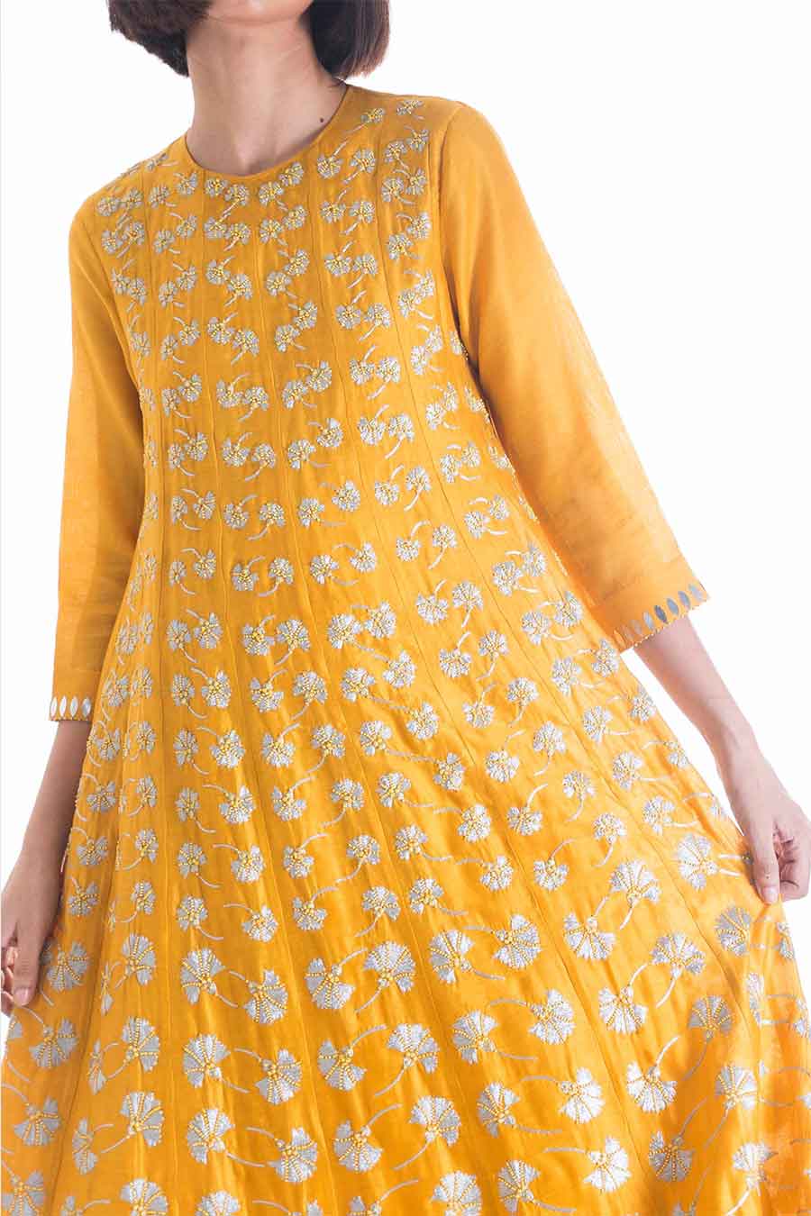 Yellow Embroidered Anarkali Set