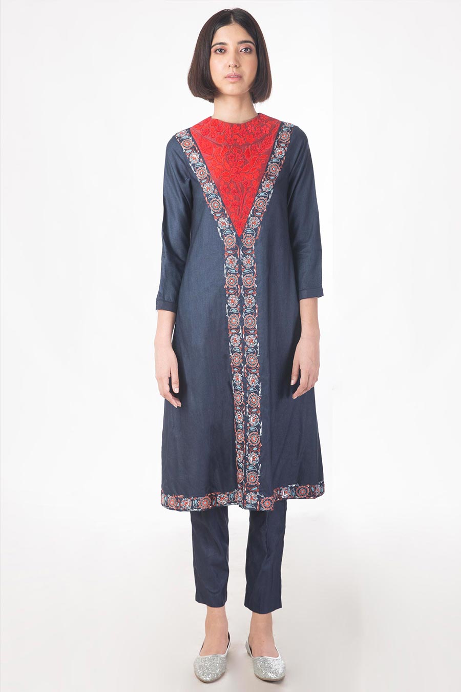 Blue Embroidered Kurta Set