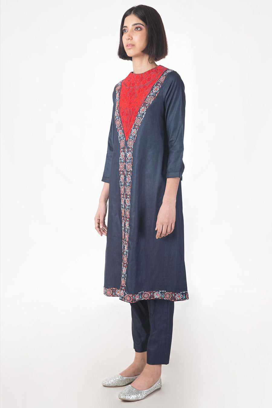 Blue Embroidered Kurta Set