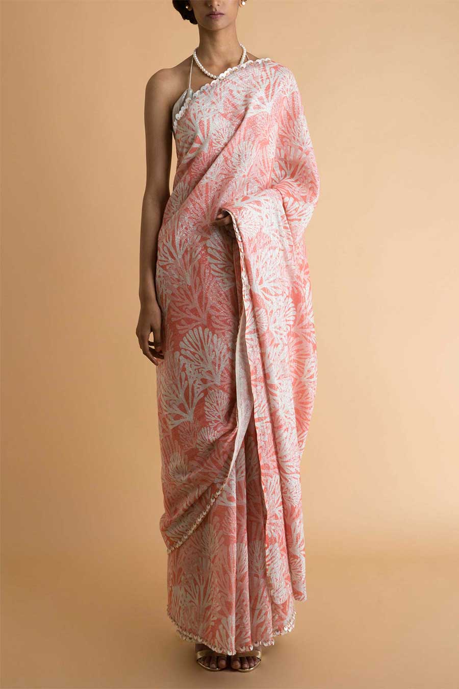 Coral Printed & Embroidered Saree