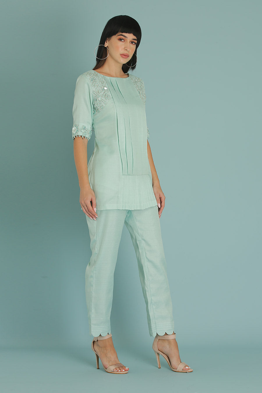 Blue Embroidered Co-Ord Set