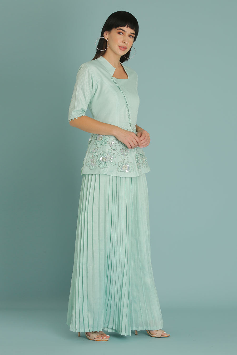 Blue Embroidered Co-Ord Set