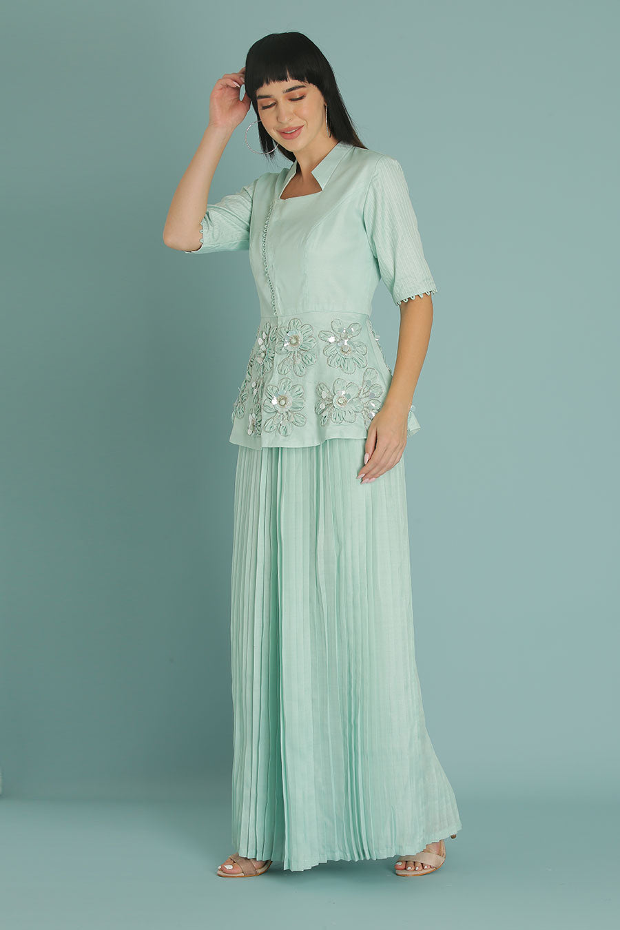 Blue Embroidered Co-Ord Set