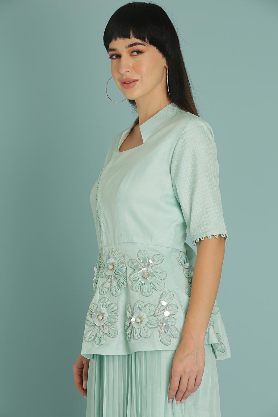 Blue Embroidered Co-Ord Set