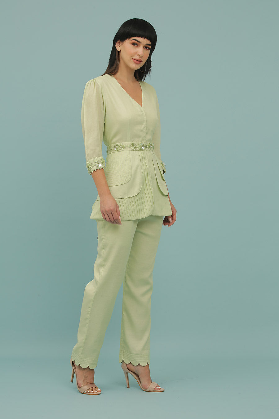 Green Embroidered Co-Ord Set