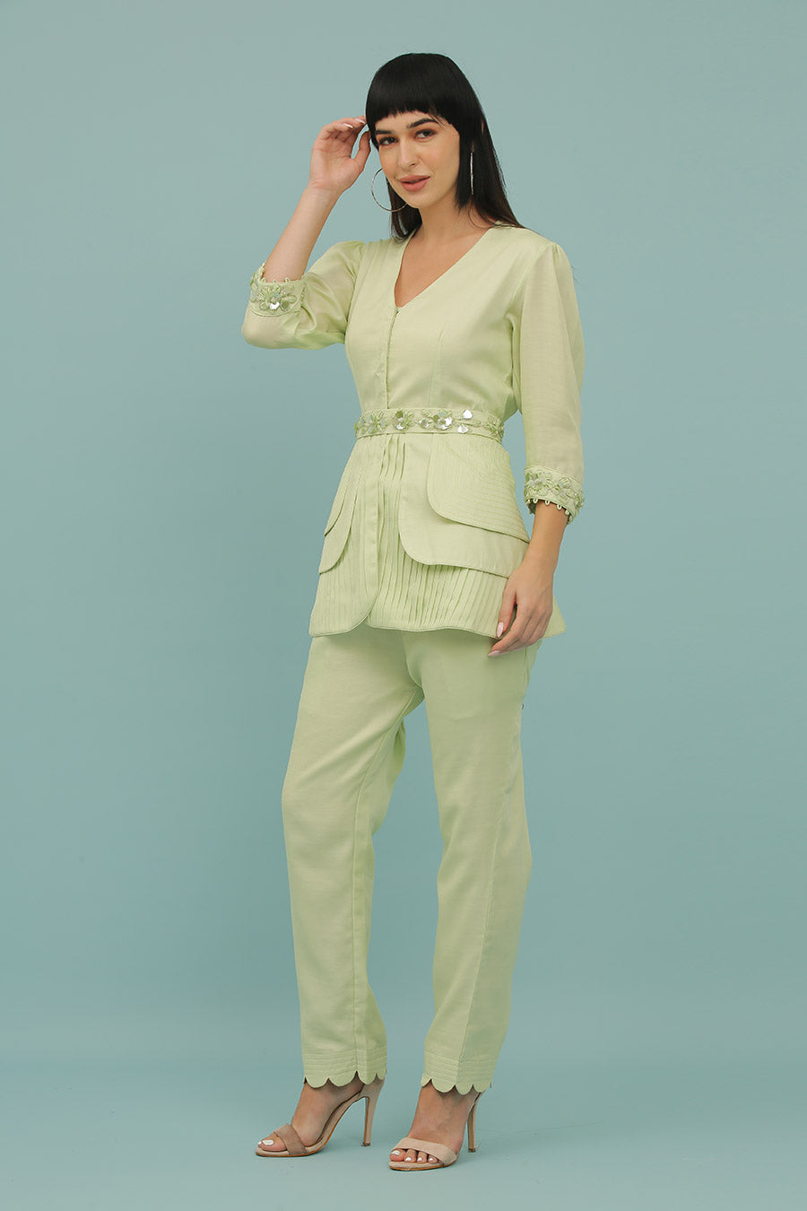 Green Embroidered Co-Ord Set