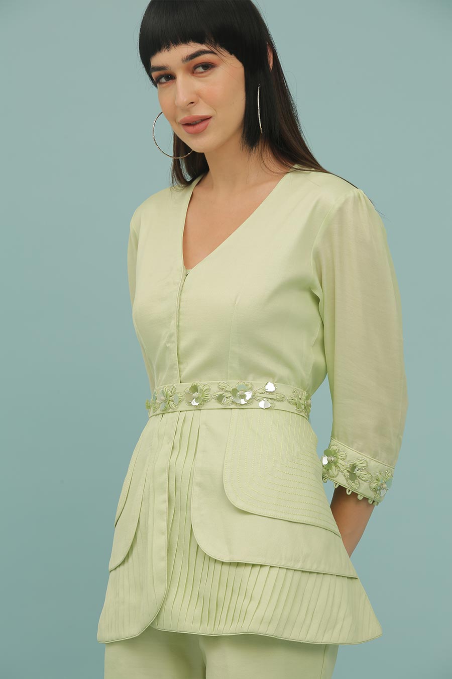 Green Embroidered Co-Ord Set