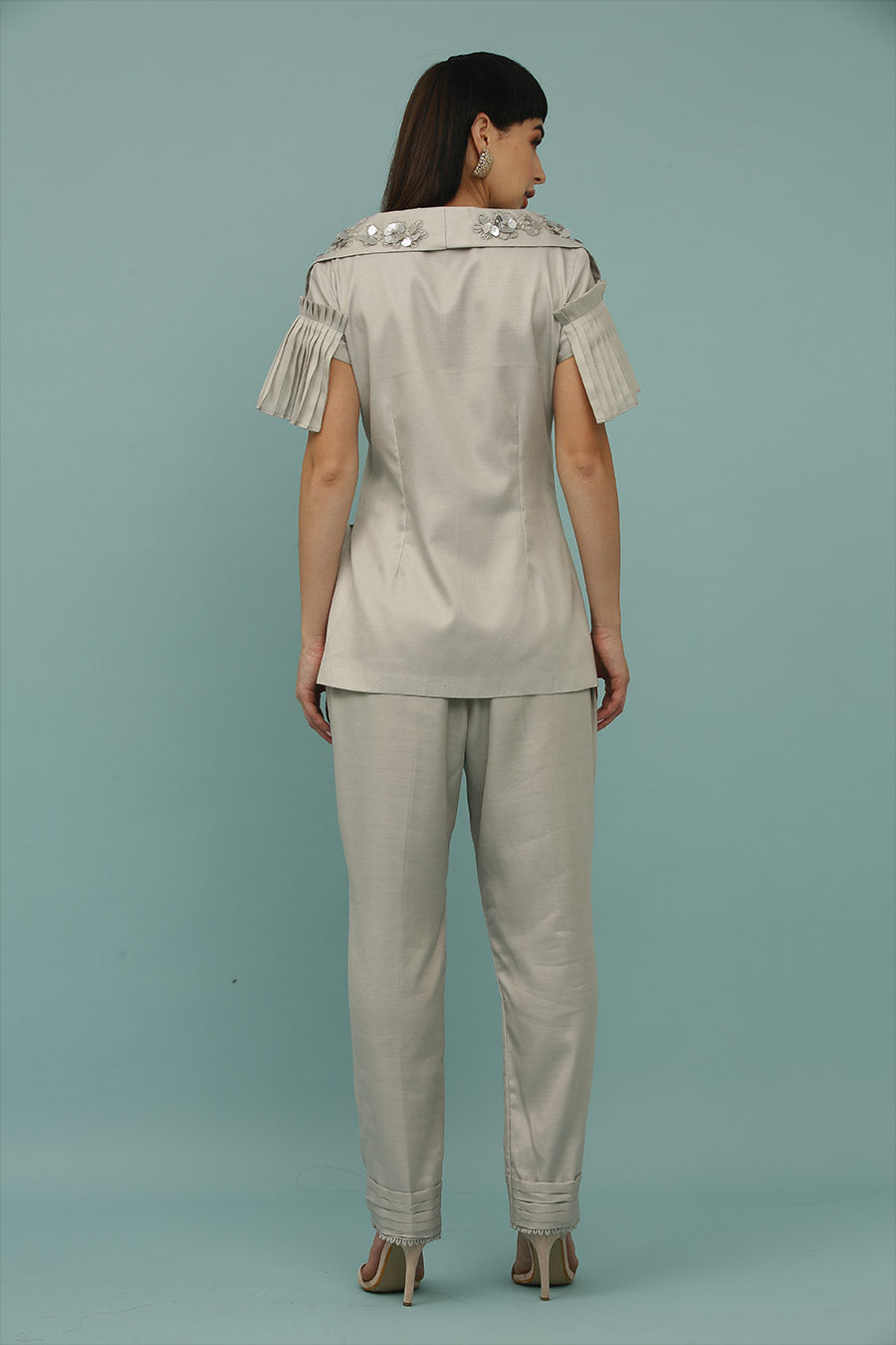 Grey Embroidered Co-Ord Set