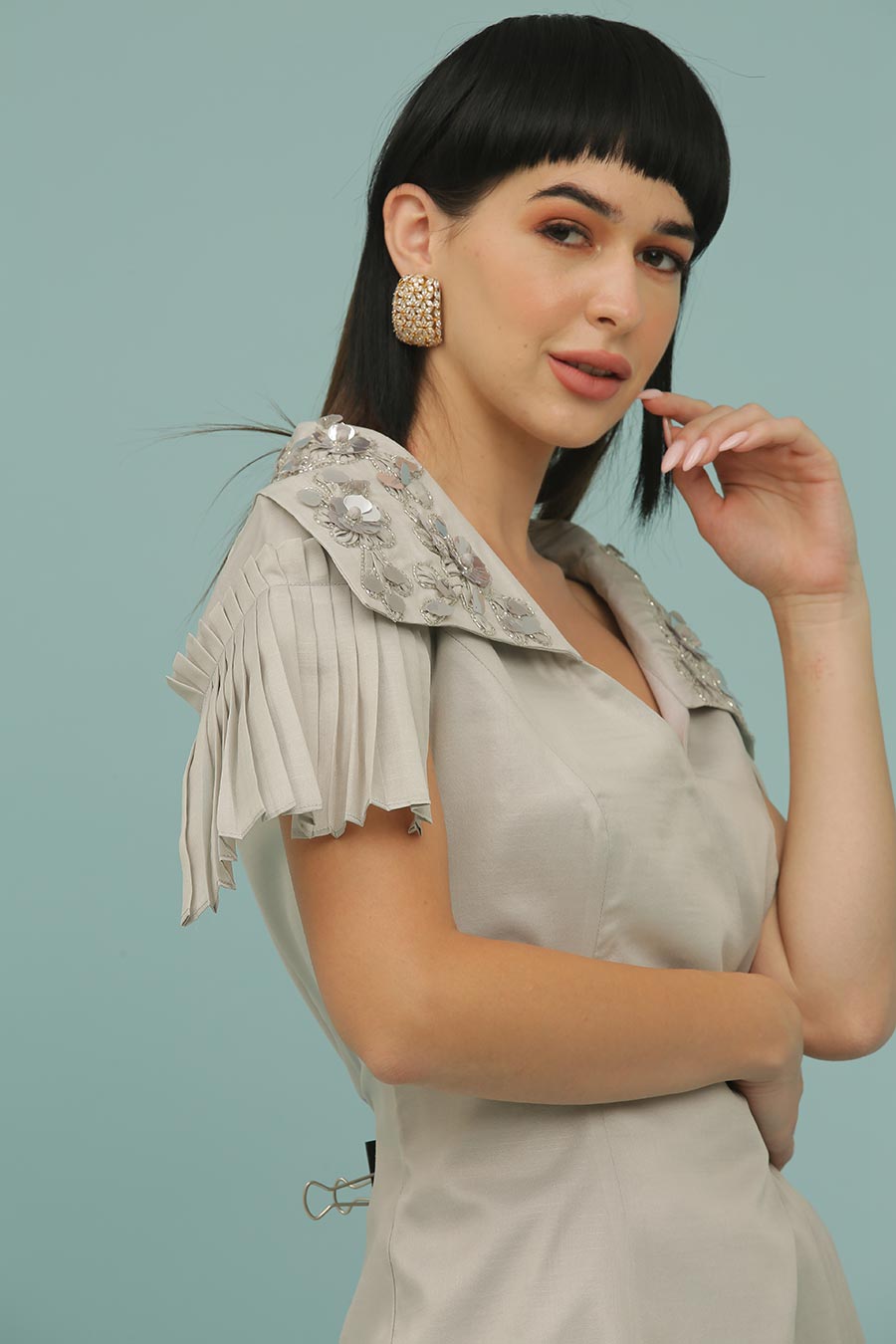 Grey Embroidered Co-Ord Set