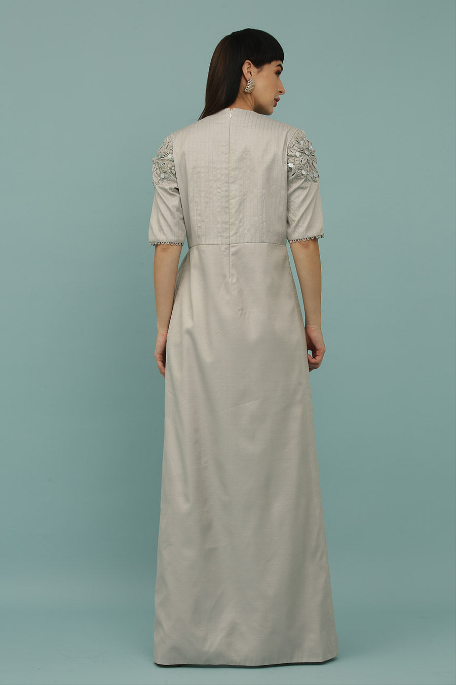 Grey Asymmetric Pleated Co-Ord Set