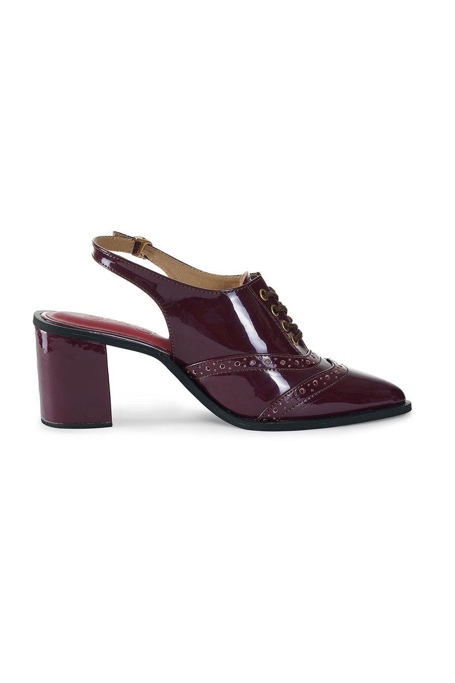 Kylie Maroon Slign Back Brogue Heels