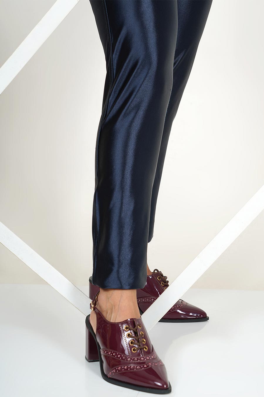 Kylie Maroon Slign Back Brogue Heels