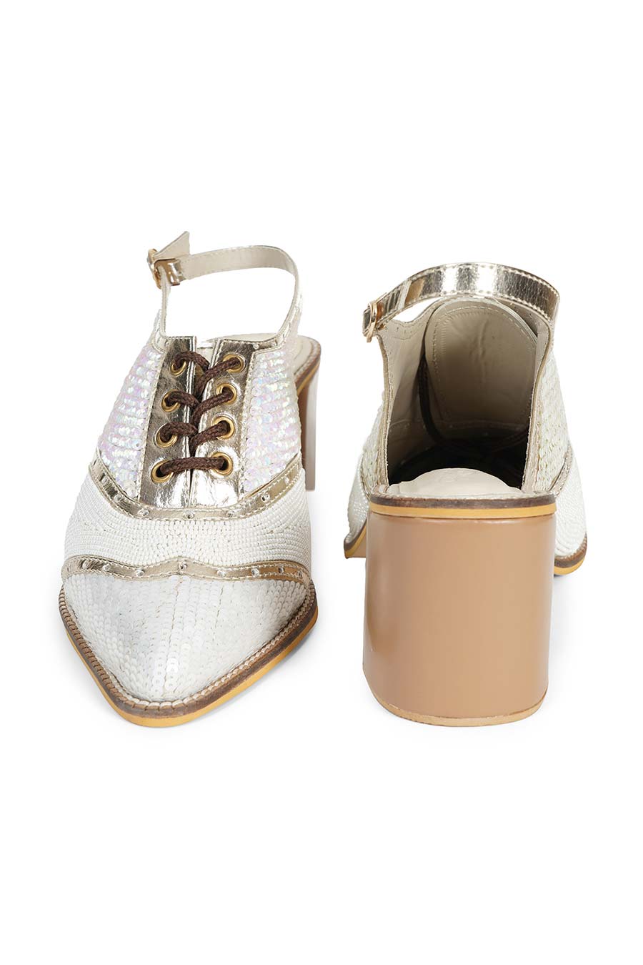 Kendall Off-White Tonal Embellished Heels