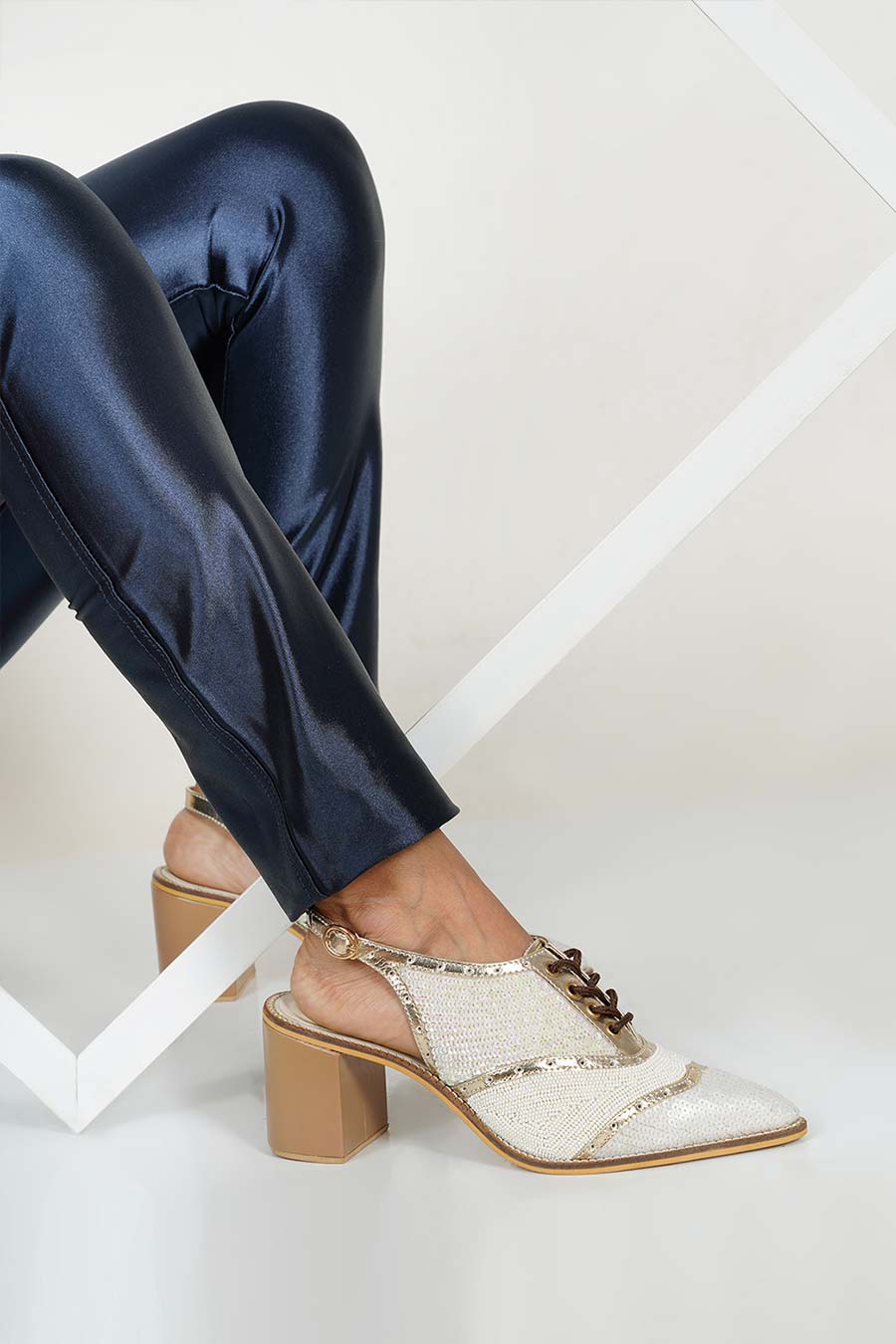 Kendall Off-White Tonal Embellished Heels