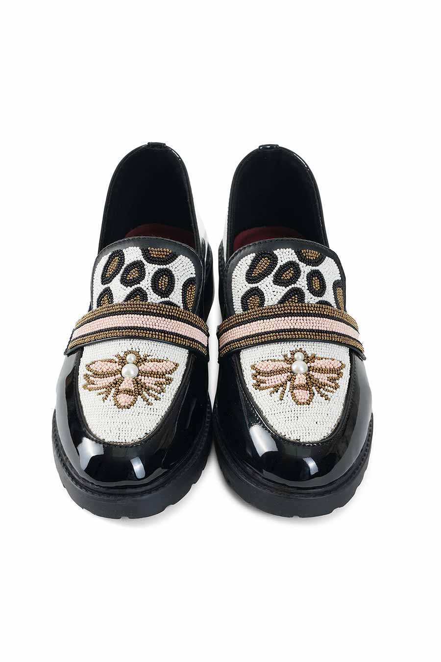 North Black Patent Embellished Loafers