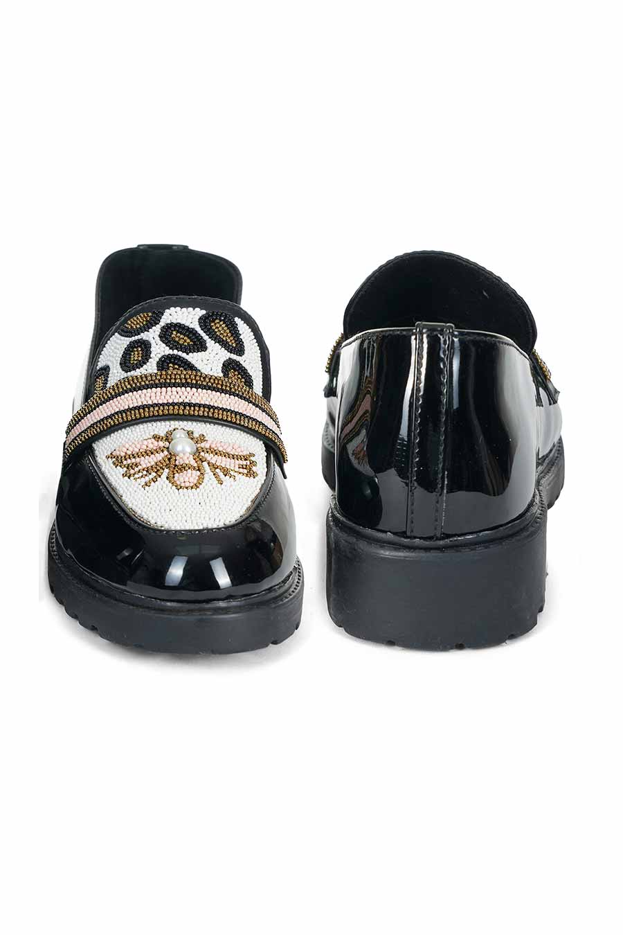 North Black Patent Embellished Loafers