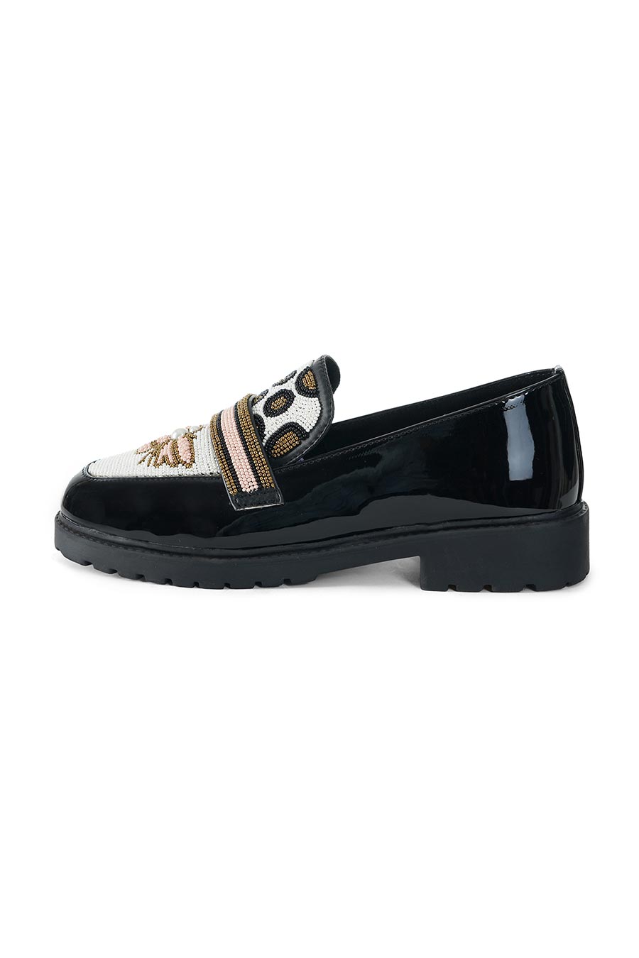 North Black Patent Embellished Loafers