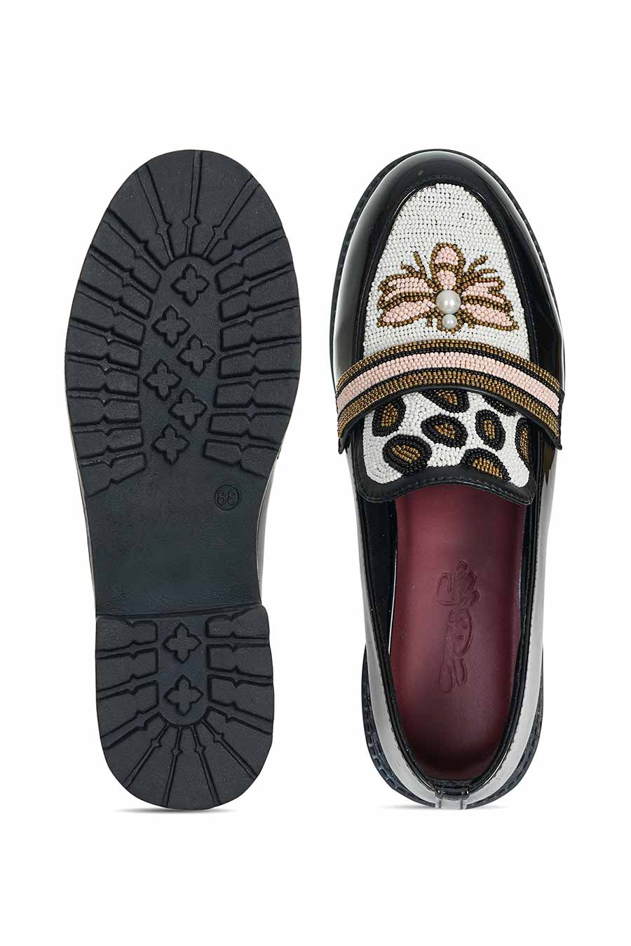 North Black Patent Embellished Loafers