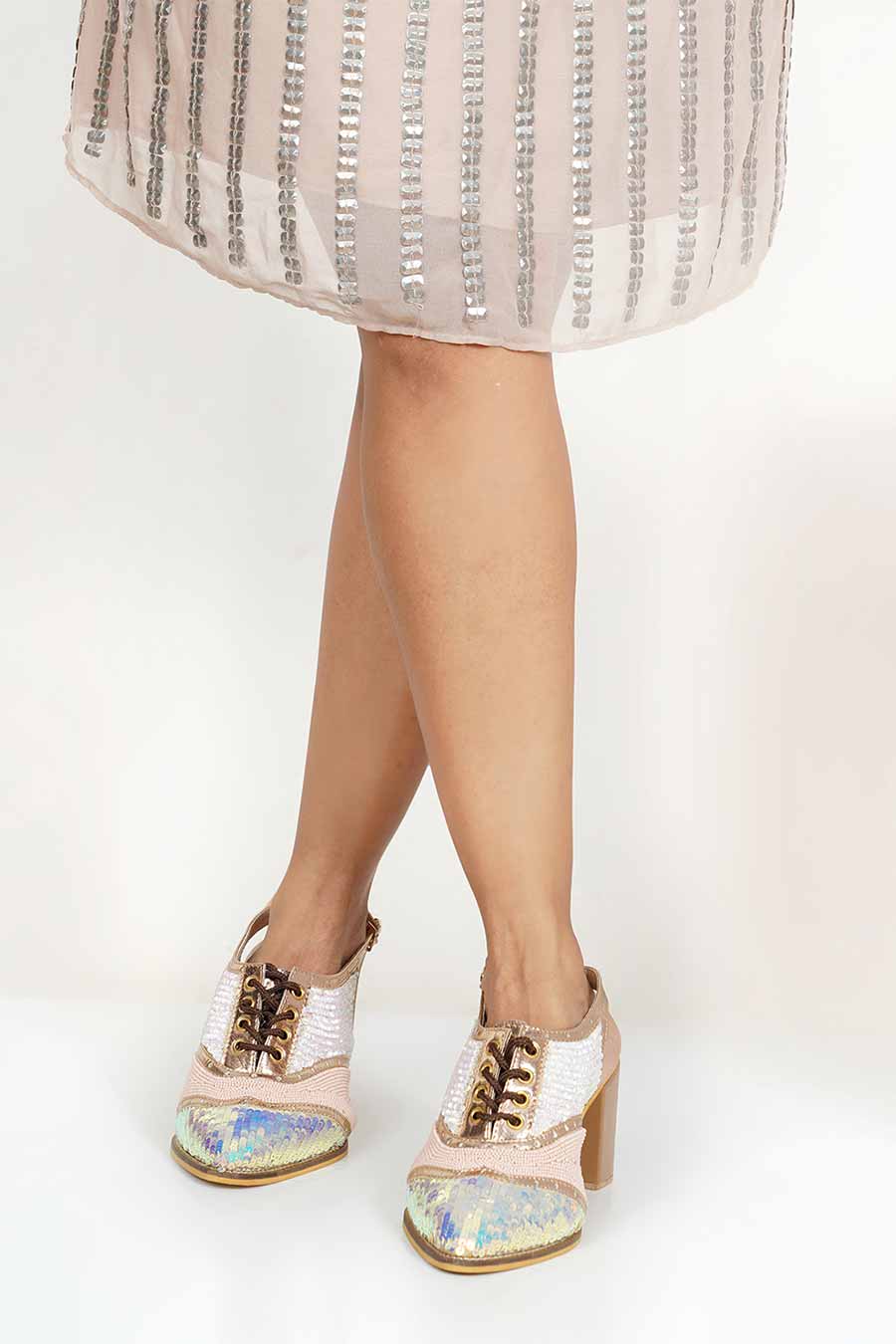 Bella Sequin & Bead Embellished Heels