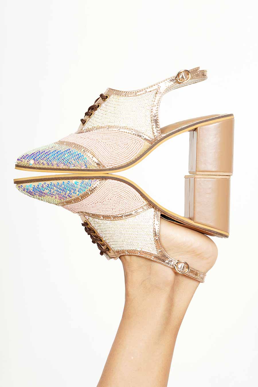 Bella Sequin & Bead Embellished Heels