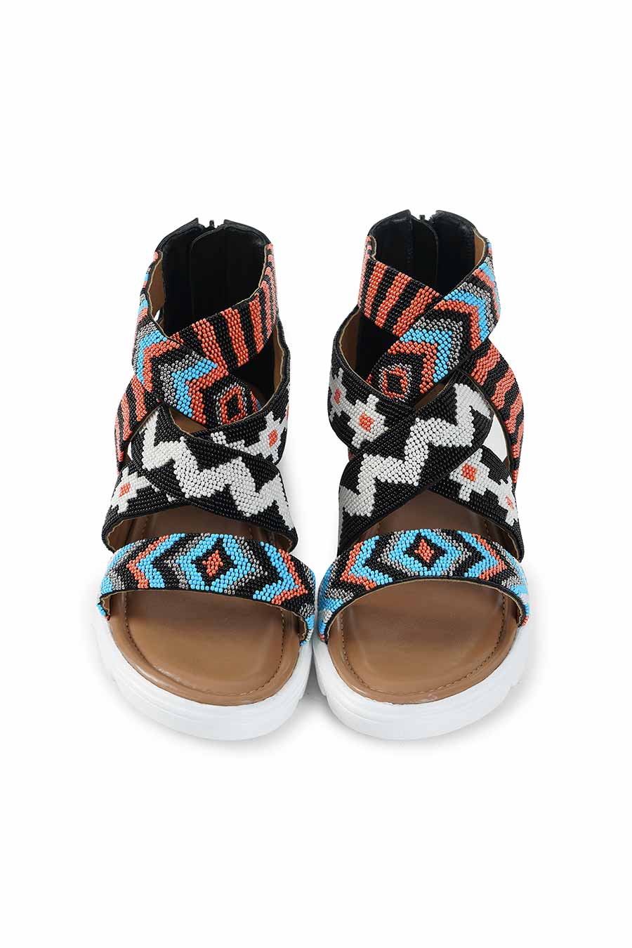 Gigi Multicolour Azter Embroidery Flatforms