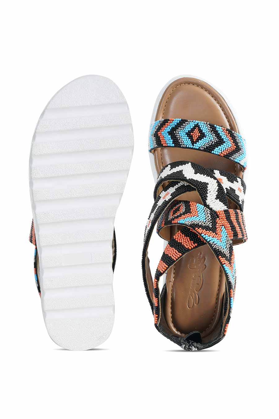 Gigi Multicolour Azter Embroidery Flatforms