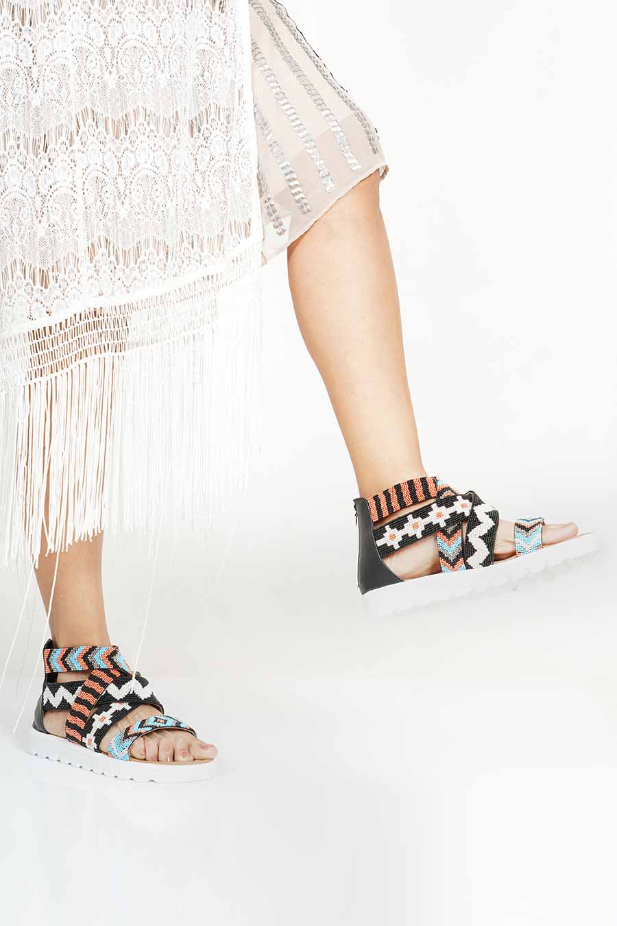 Gigi Multicolour Azter Embroidery Flatforms