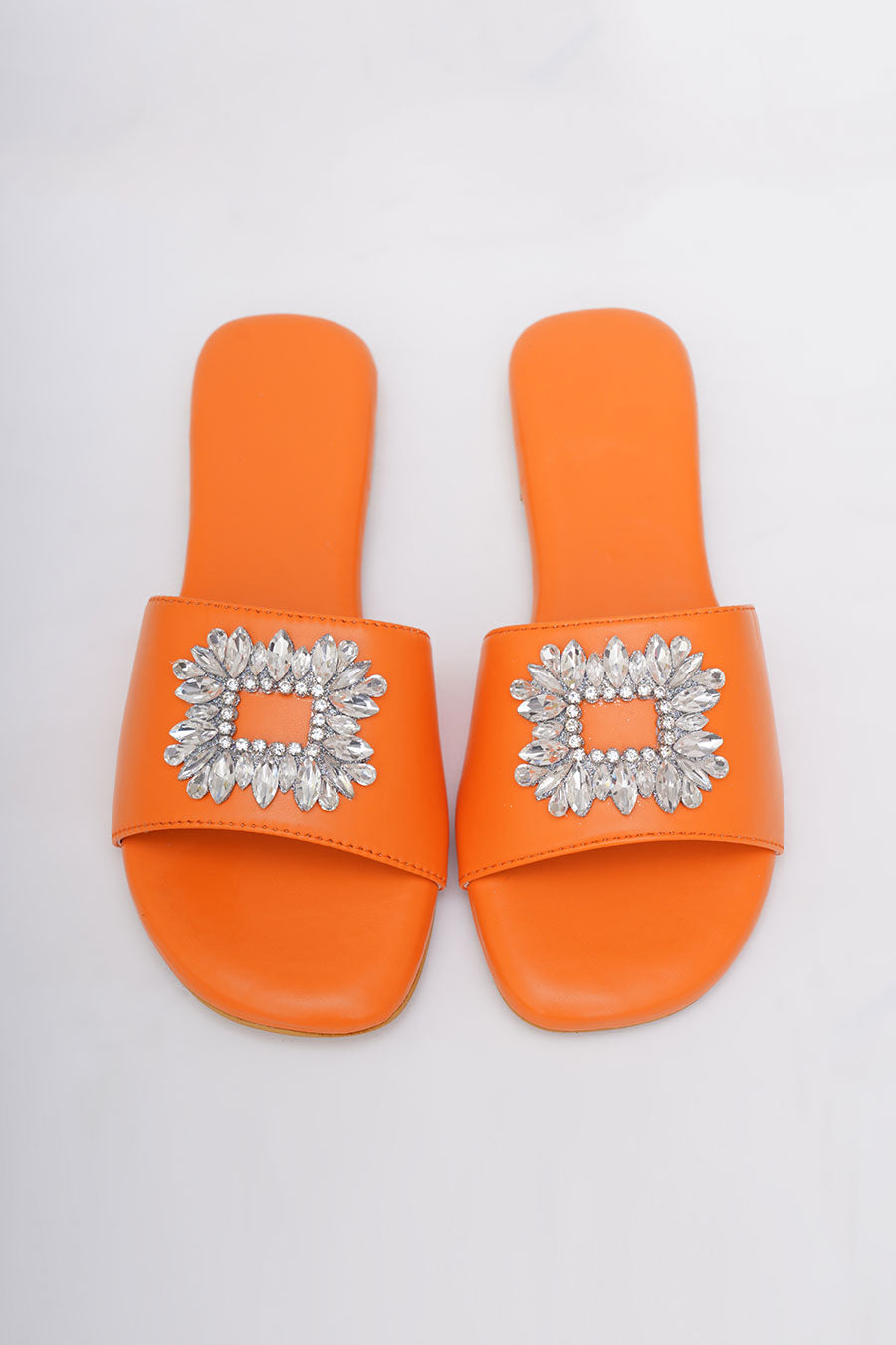Orange Brooch Embroidered Flats