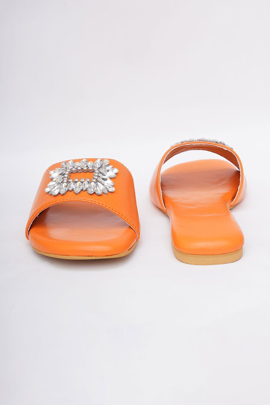 Orange Brooch Embroidered Flats