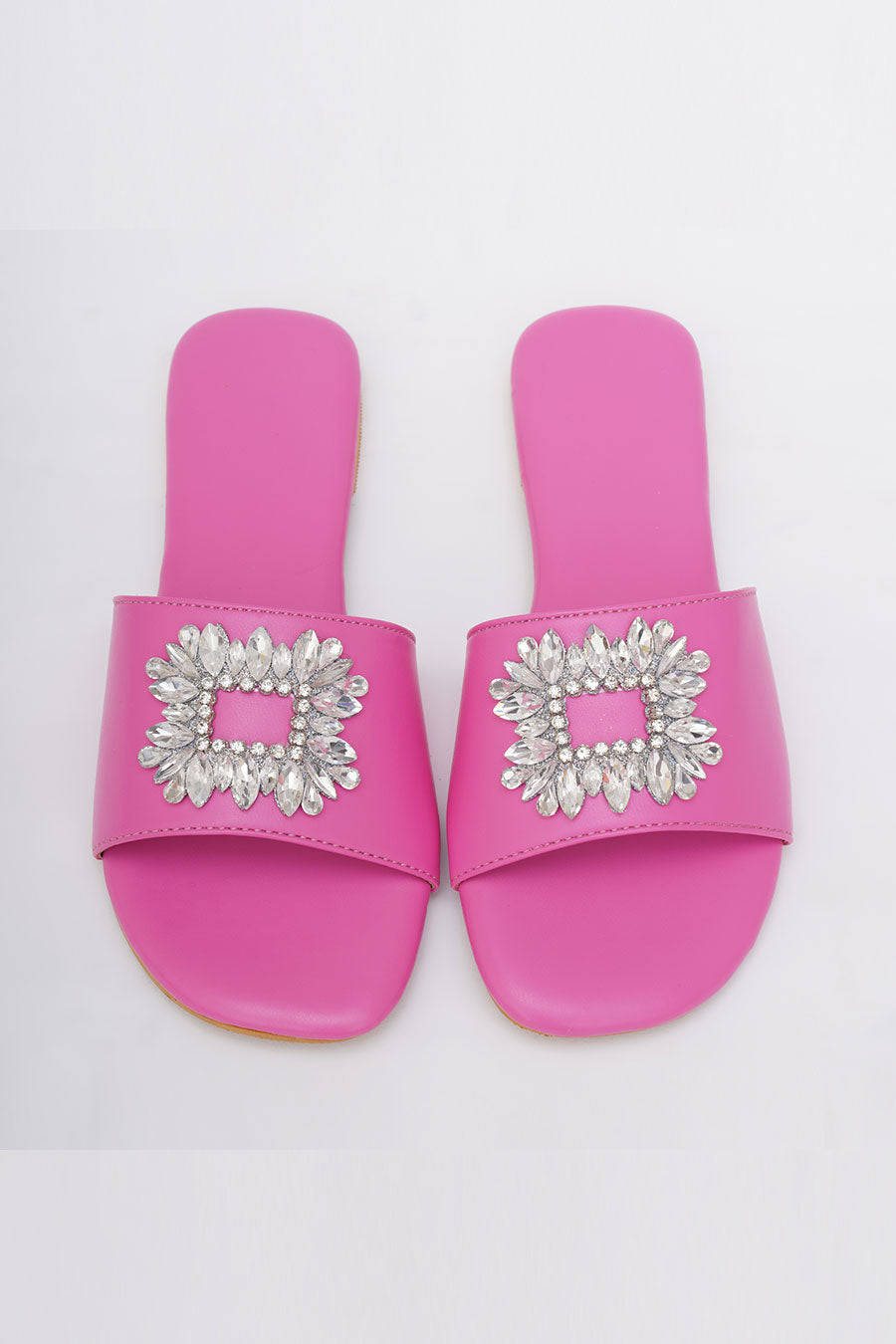 Pink Brooch Embroidered Flats