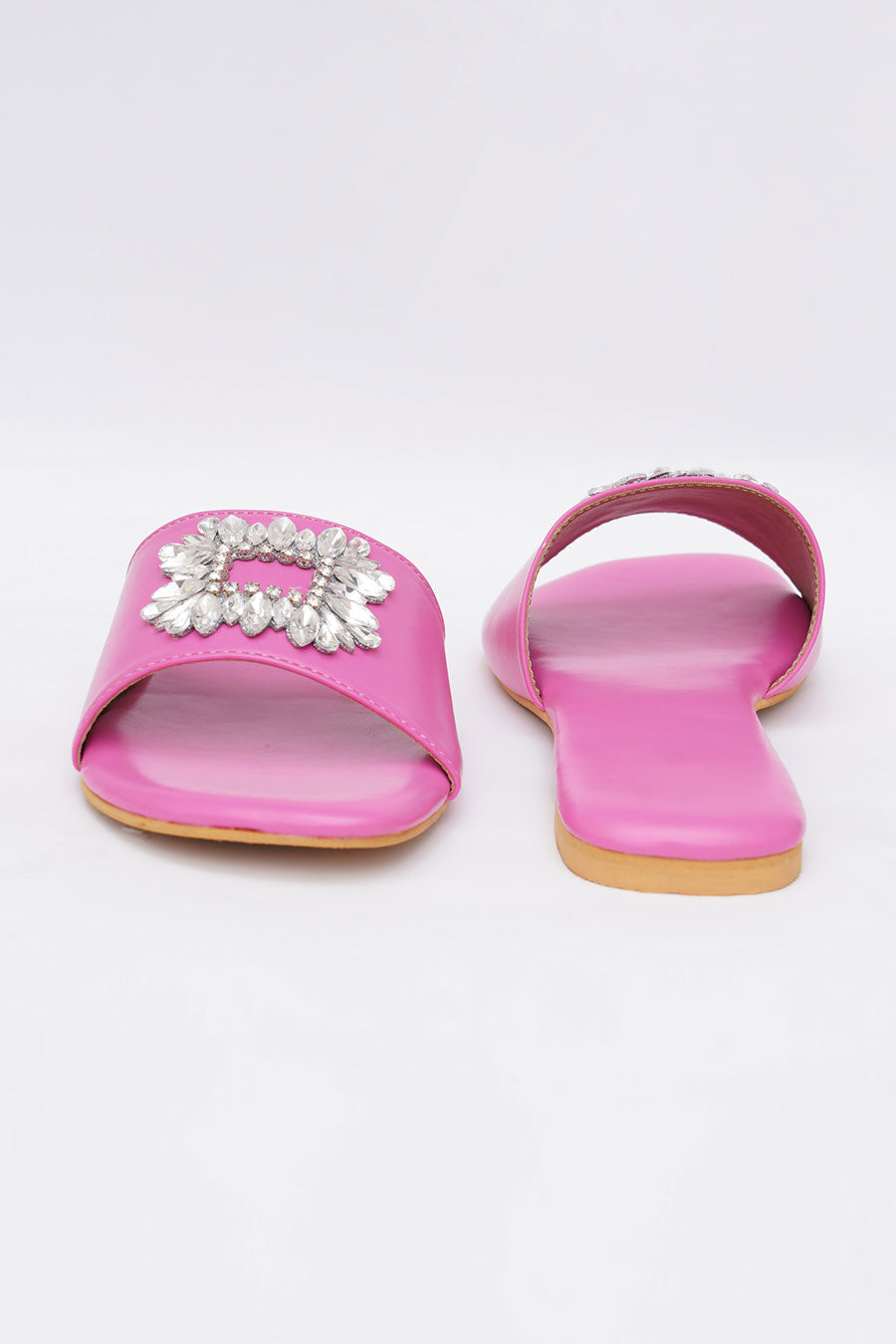Pink Brooch Embroidered Flats