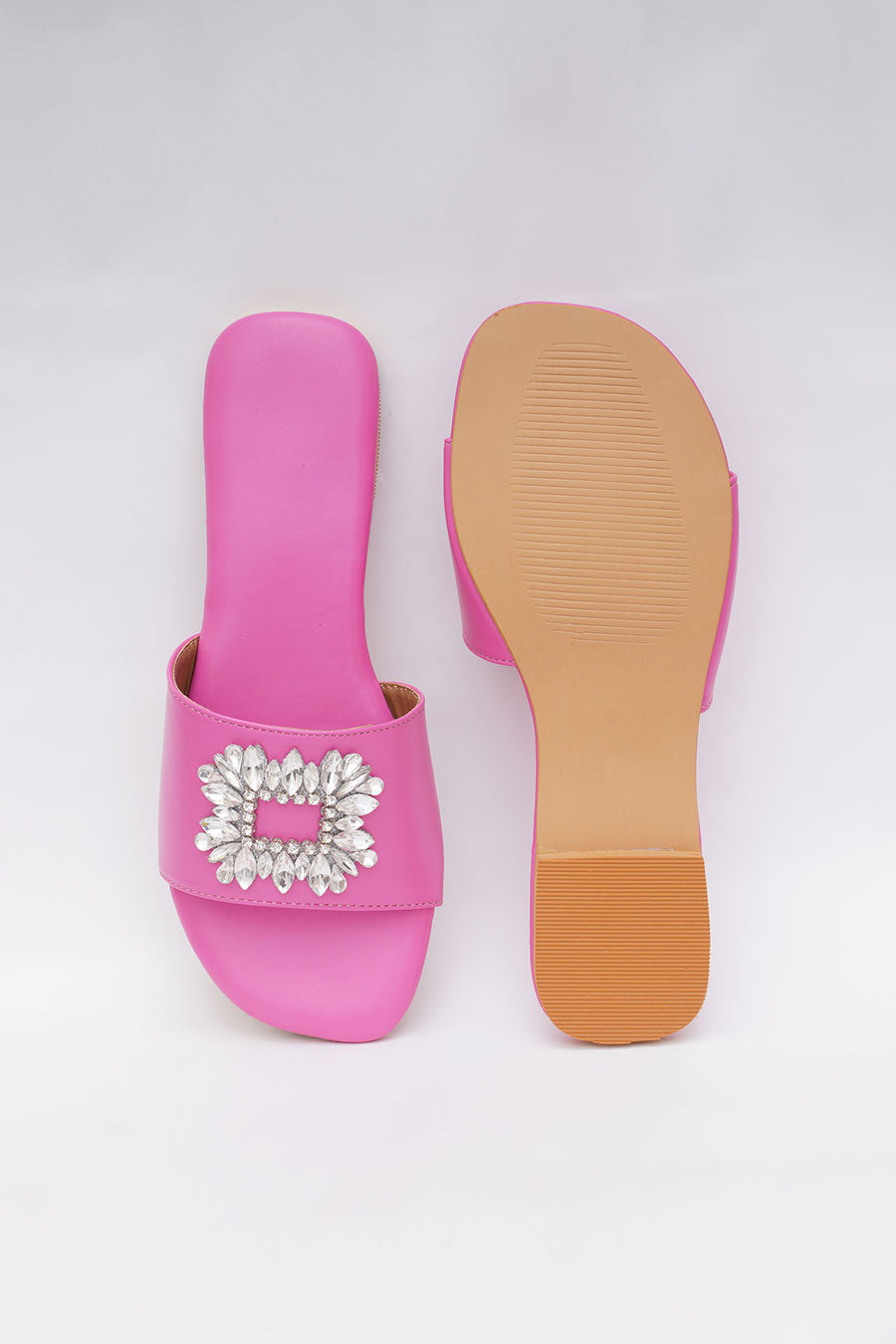 Pink Brooch Embroidered Flats